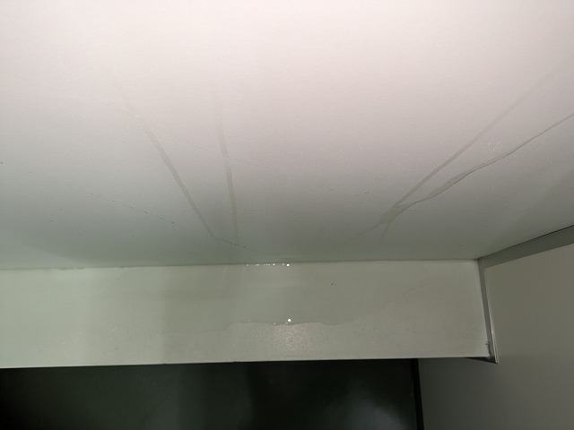 雨漏りしているトイレの天井部分