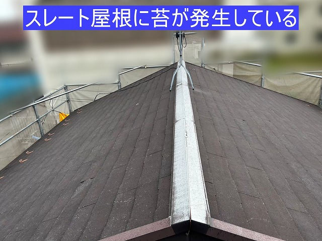 いわき市にて苔が目立つスレート屋根の屋根カバー工事を行いました