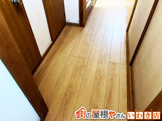 福島県いわき市　傷んだ床を新しいフローリングに張り替え工事を行った状態