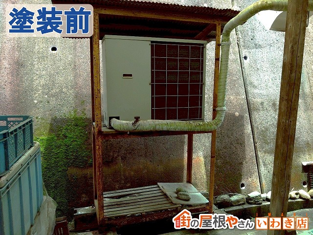 福島県いわき市　民宿周りの鉄骨関係にも錆が進行している状態