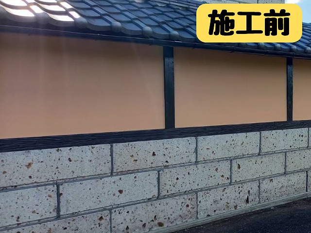 地震被害のあった相馬市で塀の塗装後