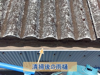 清掃を行った後の雨樋の様子