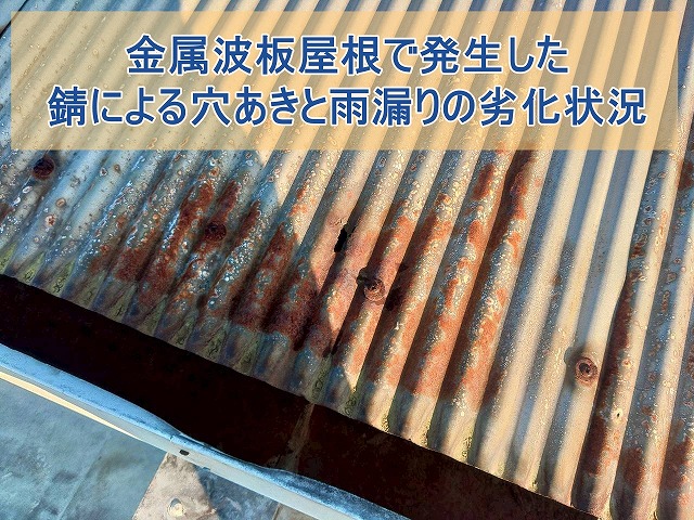 いわき市にて雨漏りしていた事業用建物の金属波板屋根を調査しました