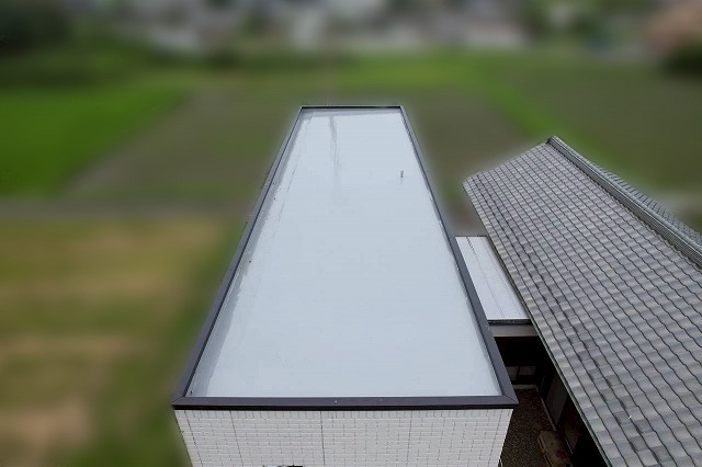 防水処理を行った施工後の陸屋根の様子