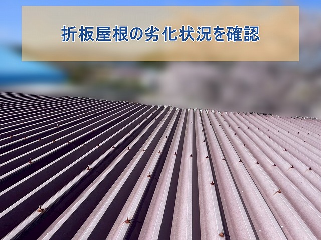 折板屋根の劣化状況を確認