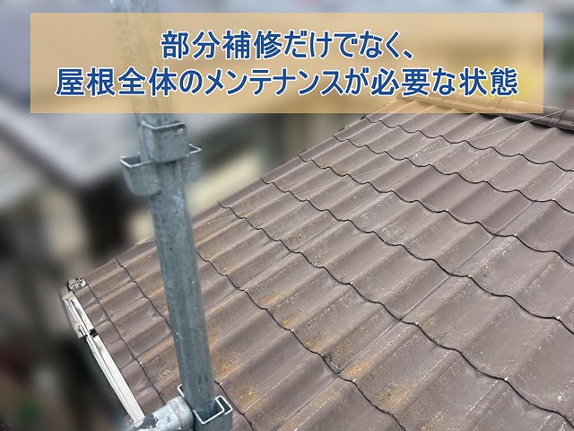 部分補修だけでなく、屋根全体のメンテナンスが必要な状態