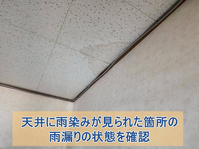 天井に雨染みが見られた