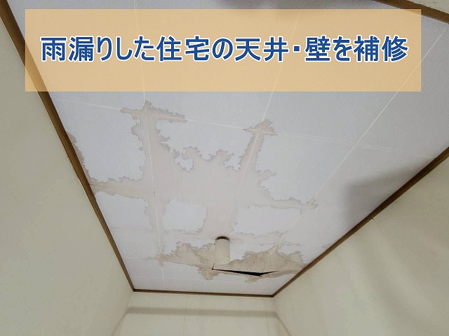 茨城県日立市にて住宅の雨漏りした天井と壁を補修しました