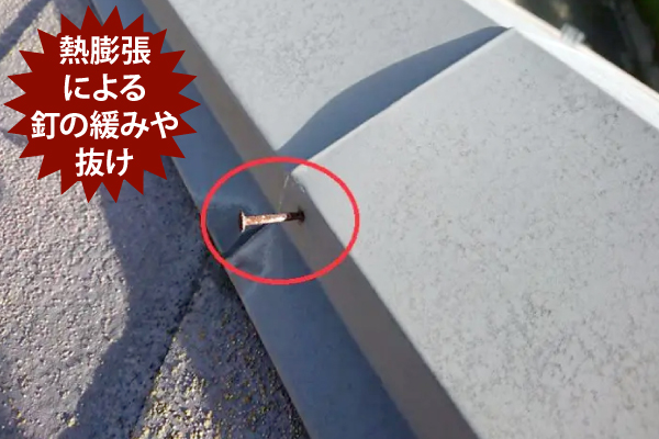 熱膨張による釘の緩みや抜け